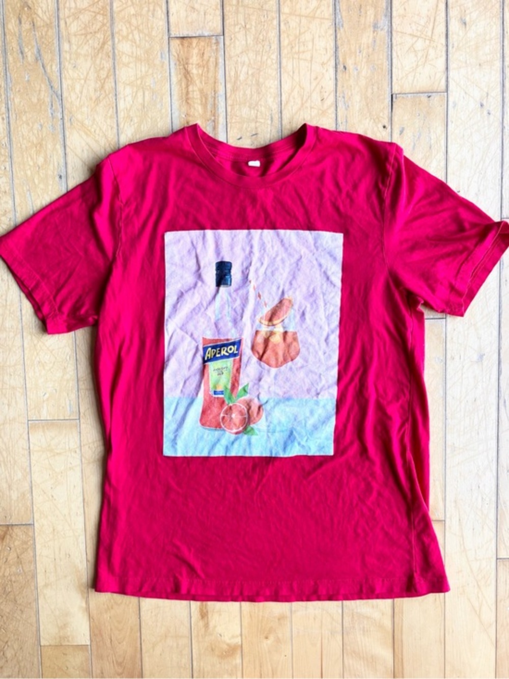 Aperol Graphic Summer Cocktail Print T-Shirt Size XL